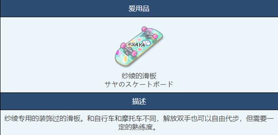 《蔚蓝档案》纱绫的滑板物品图鉴介绍一览